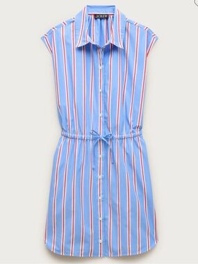 NWT J. Crew Cap-sleeve shirt-dress in striped cotton poplin - size 12 TALL